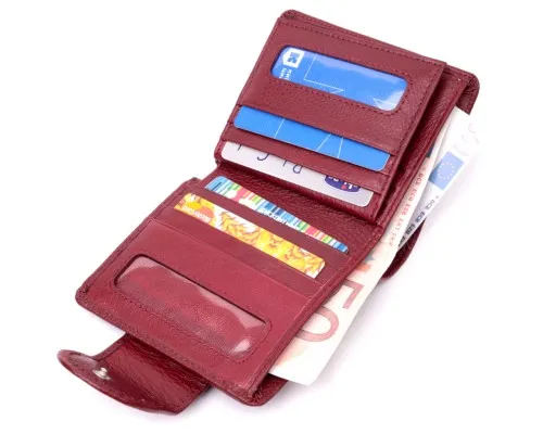 Гаманець ST Leather З натуральної шкіри Бордовий (22452)
