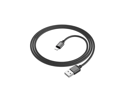 Дата кабель USB 2.0 AM to Lightning 1.0m 2.4A nylon BX87 black BOROFONE (6974443389005)
