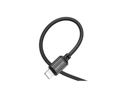 Дата кабель USB 2.0 AM to Lightning 1.0m 2.4A nylon BX87 black BOROFONE (6974443389005)