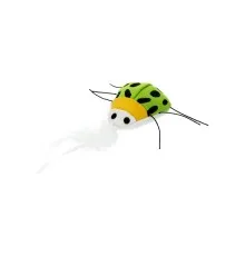 Іграшка для котів Hippie Pet Жук з білим пір'ям 7.5 см (HIPCT2304039B)