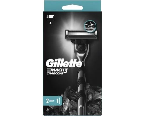Бритва Gillette Mach3 Charcoal Деревне вугілля З 2 змінними картриджами (8700216074308)