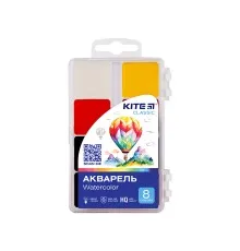 Акварельні фарби Kite Classic, 8 кольорів (K-065)