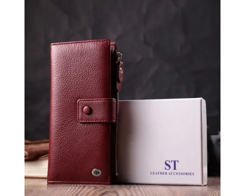 Гаманець ST Leather З натуральної шкіри Бордовий (22535)