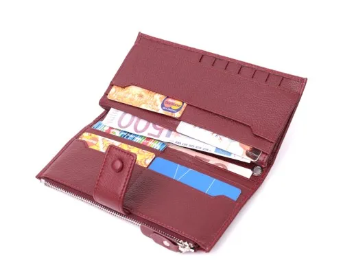 Гаманець ST Leather З натуральної шкіри Бордовий (22535)