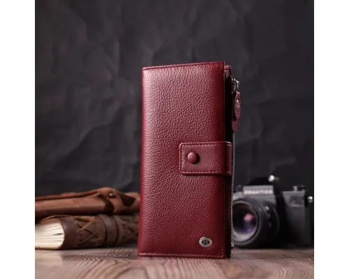 Гаманець ST Leather З натуральної шкіри Бордовий (22535)