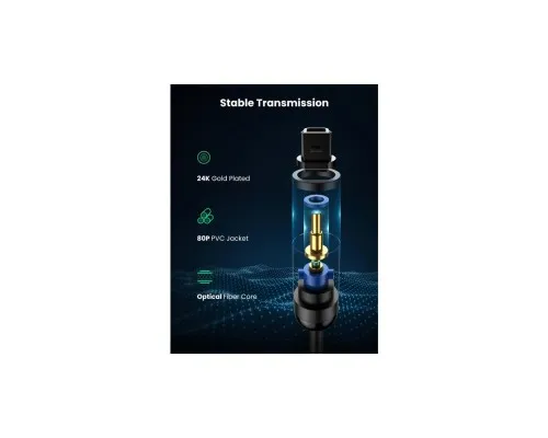 Кабель мультимедійний Optical Toslink 2.0m AV122 black Ugreen (70892)