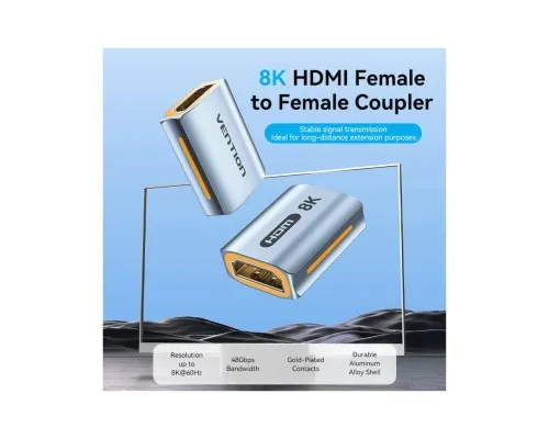 Перехідник HDMI F to HDMI F 8K Aluminum black Vention (AIUH0)