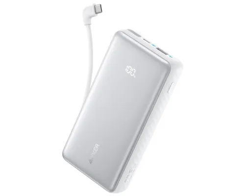 Батарея універсальна Anker 10000mAh 22.5W Built-In USB-C Cable White (A110DH21)