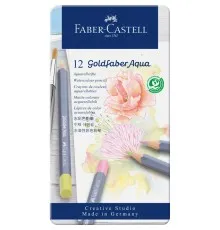 Олівці кольорові Faber-Castell GoldFaber Pastel,акварельні, металевий пенал 12 кольорів (114622) (31788)