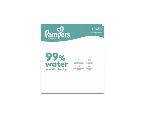 Дитячі вологі серветки Pampers 99 Water 60 шт х 18 пачок (1080 шт) (8006530116374)