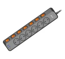 Мережевий фільтр живлення 2E 2E-SP6M3SWBK 3m (2E-SP6M3SWBK)
