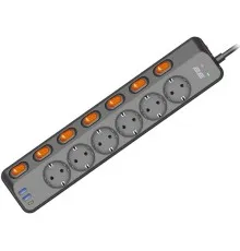 Мережевий фільтр живлення 2E 2E-SP6M3SWBK 3m (2E-SP6M3SWBK)