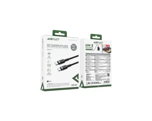 Дата кабель USB-C to USB-C 1.2m 60W black Acefast (6974316285137)