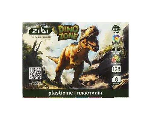 Пластилін ZiBi KIDS Line DINO 8 кольорів, 128 г (ZB.6277)