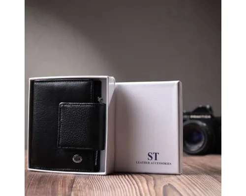 Гаманець ST Leather З натуральної шкіри Чорний (22703)