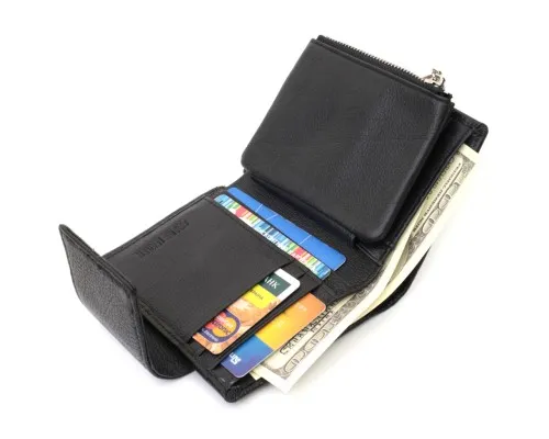 Гаманець ST Leather З натуральної шкіри Чорний (22703)