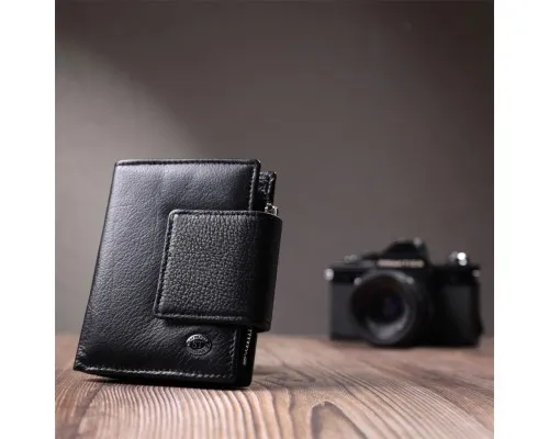 Гаманець ST Leather З натуральної шкіри Чорний (22703)