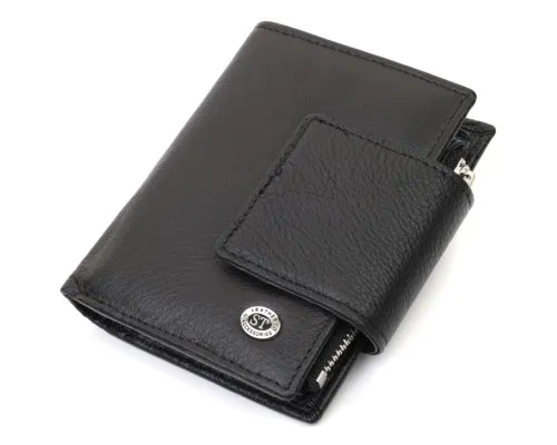 Гаманець ST Leather З натуральної шкіри Чорний (22703)