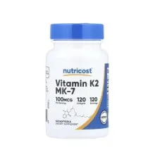 Вітамінно-мінеральний комплекс Nutricost Вітамін K2 у формі МК-7, 100 мкг, Vitamin K2 MK-7, 120 гелевих капсу (NCS57574)