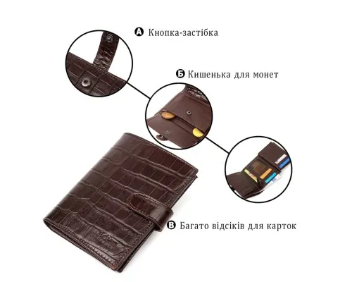 Портмоне Bond Accessories З натуральної шкіри Коричневе (22058)