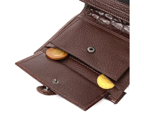 Портмоне Bond Accessories З натуральної шкіри Коричневе (22058)