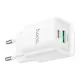 Зарядний пристрій HOCO C147A Charm 1xUSB-C PD20W + 1xUSB QC3.0 White (6942007630276)