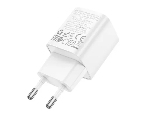 Зарядний пристрій HOCO C147A Charm 1xUSB-C PD20W + 1xUSB QC3.0 White (6942007630276)