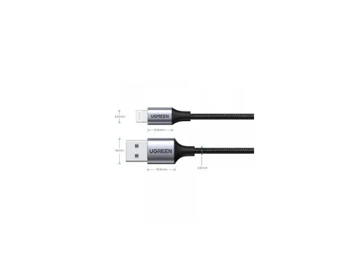 Дата кабель USB 2.0 AM to Lightning 1.0m 2.4A US199 black Ugreen (60156)