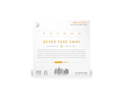 Струни для гітари D'Addario XS Coated Electric Guitar Strings Regular Light (10-46) (XSE1046)
