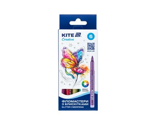 Фломастери Kite Creative з блискітками 6 кольорів (K-1147)