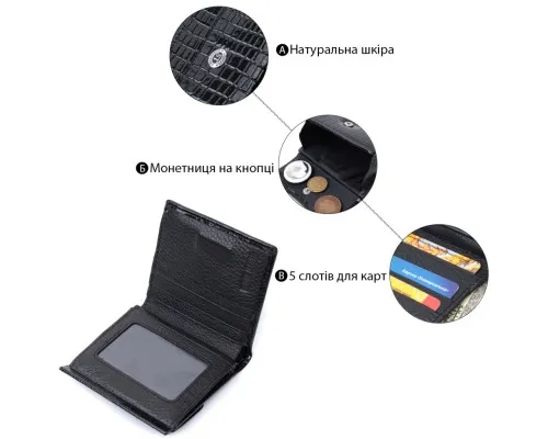 Гаманець ST Leather З натуральної шкіри Чорний (22706)