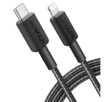 Дата кабель USB-C to Lightning 1.8m nylon 322 black Anker (A81B6G11)