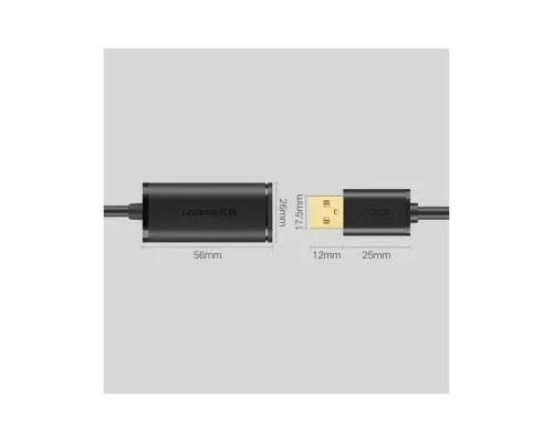 Дата кабель USB 2.0 AM to AF 10.0m Active black Ugreen (10321)