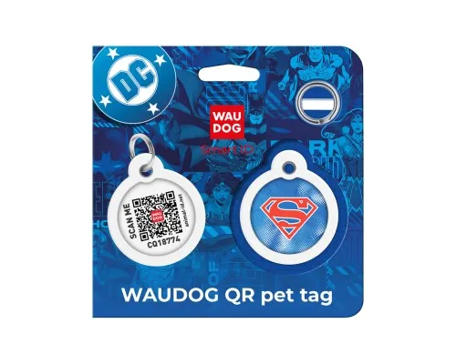 Адресник для тварин WAUDOG Smart ID з QR паспортом "Супермен ретро" коло Д 30 мм (230-1082)