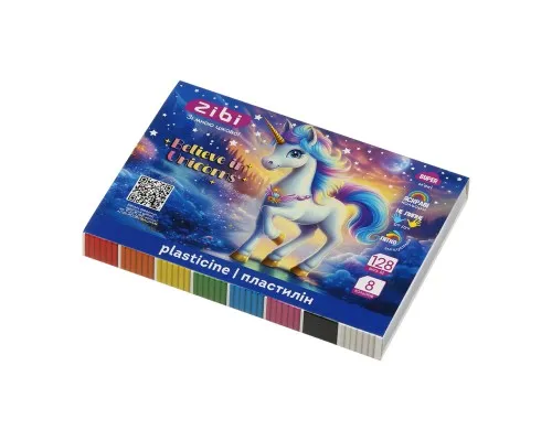 Пластилін ZiBi KIDS Line UNICORN 8 кольорів, 128 г (ZB.6280)