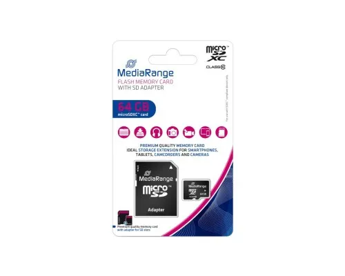 Карта пам'яті Mediarange 64GB microSD class 10 (MR955)
