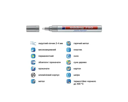 Маркер Edding Paint 2-4 мм круглий срібний (e-750/54)
