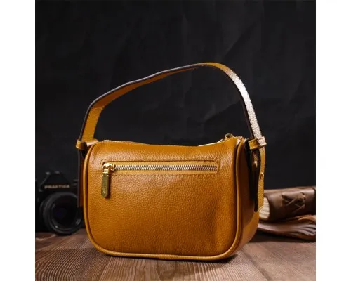 Сумка Vintage На плече крос-боді з натуральної шкіри Жовта (22100)