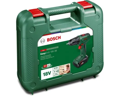 Шуруповерт Bosch EasyImpact 18V-38, 18V, 2Ah, 20-38Нм, 0-430-0-1630об/хв, кейс (0.603.9D8.003)