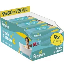 Дитячі вологі серветки Pampers Fresh Clean 80 шт х 9 пачок (720 шт) (8006530134583)