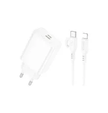 Зарядний пристрій BOROFONE USB-C PD20W + cable USB-C to Lightning white (6941991111419)