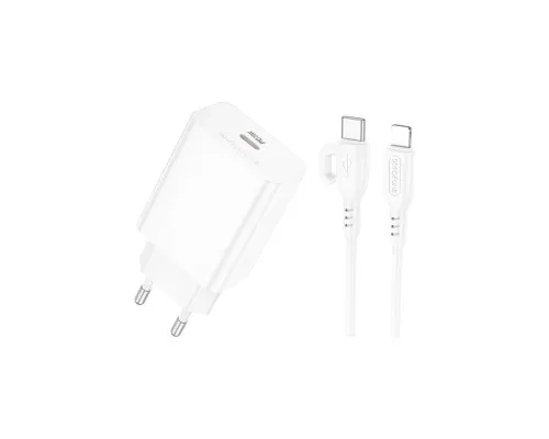 Зарядний пристрій BOROFONE USB-C PD20W + cable USB-C to Lightning white (6941991111419)