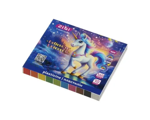 Пластилін ZiBi KIDS Line UNICORN 10 кольорів, 160 г (ZB.6281)