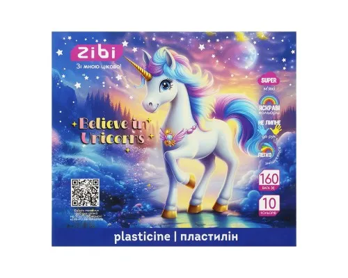 Пластилін ZiBi KIDS Line UNICORN 10 кольорів, 160 г (ZB.6281)