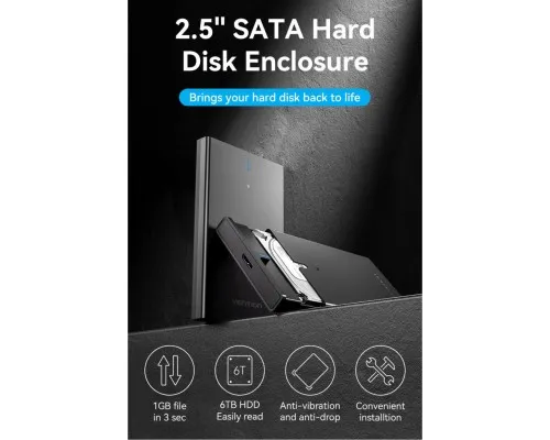 Кишеня зовнішня VENTION 2.5" HDD/SSD USB 3.0 Micro-B Black (KPAB0)