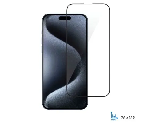 Скло захисне 2E iPhone 15 Pro Max 2.5D FCFG black (2E-IP-15PM-6.7-SMFCFG-BB)