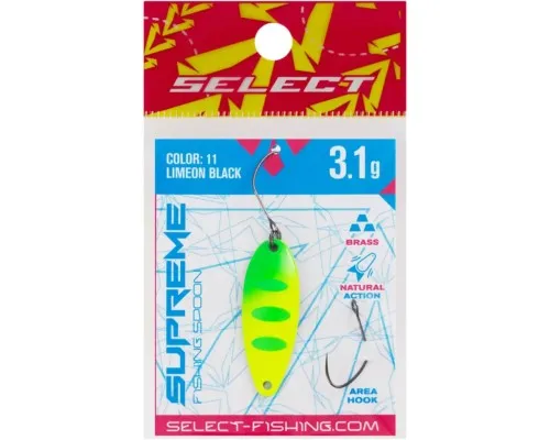Блешня Select Supreme 3.1g 34mm 11 LimeON Black (1870.80.73)