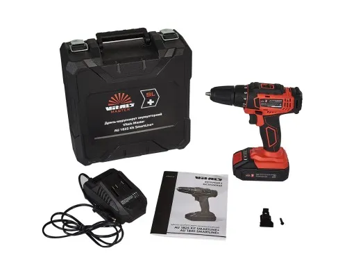 Шуруповерт Vitals Master, AU 1825 Kit SmartLine+, 18V, АКБ 1x2Ah, 25Нм, 400·1500об/хв, кейс, 1.2кг (184442)