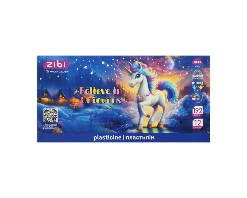 Пластилін ZiBi KIDS Line UNICORN 12 кольорів, 192 г (ZB.6282)