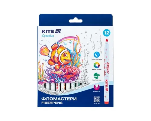 Фломастери Kite Creative Superwashable 12 кольорів (K-1152)